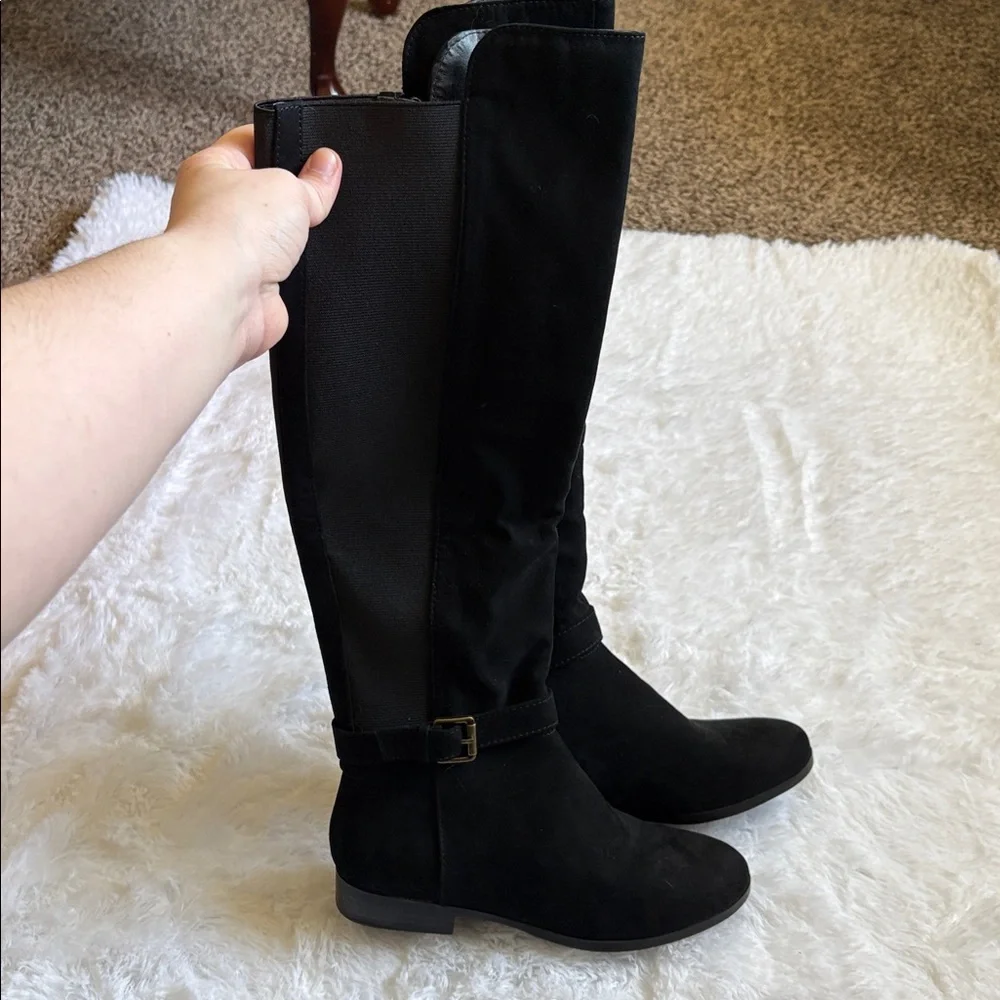 Like New Style & Co Black Kimmball Suede Boots Size 5M